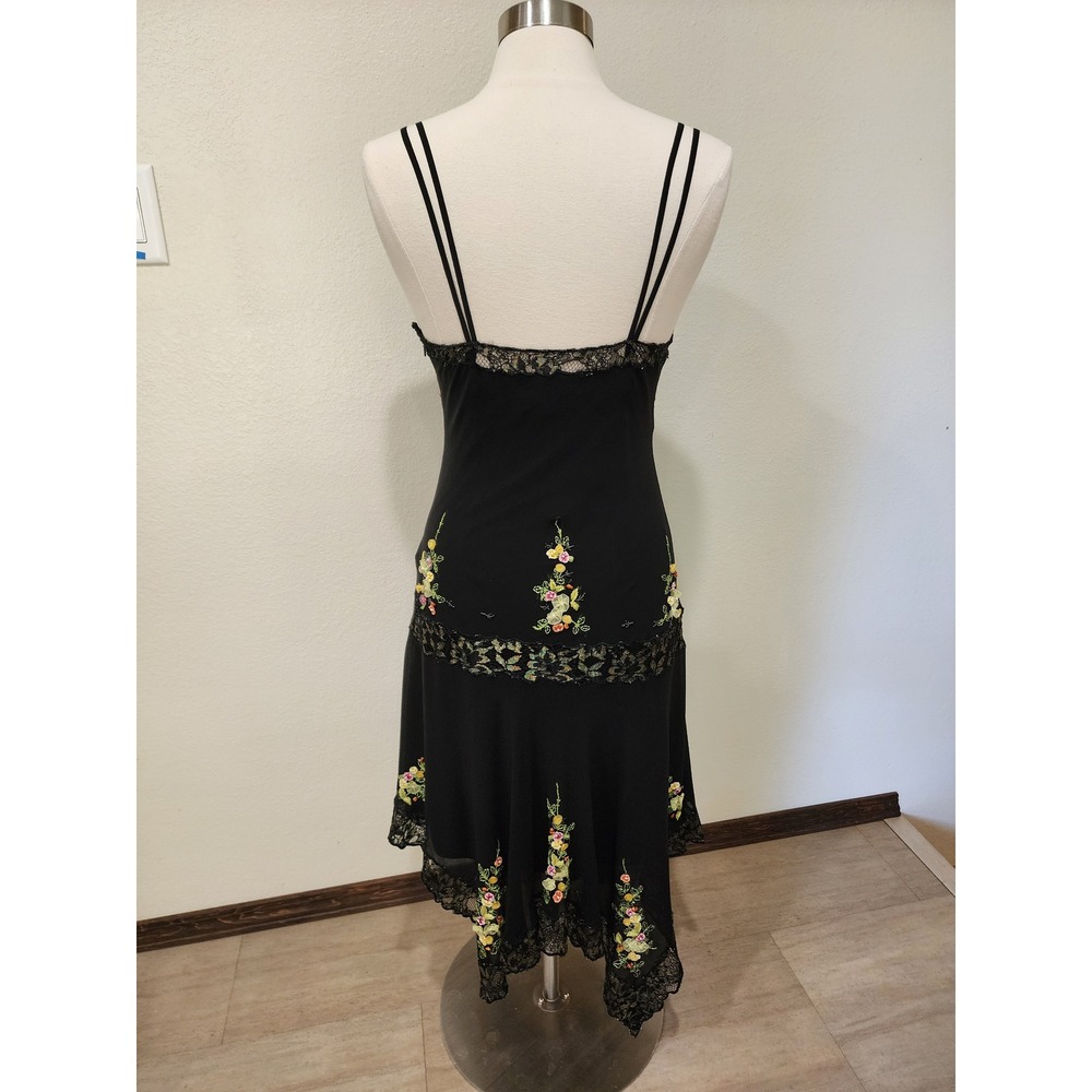 Vintage Sue Wong Silk Fairy Dress 90s Y2K Embroidered Floral Lace Black size 6 - Picture 16 of 16